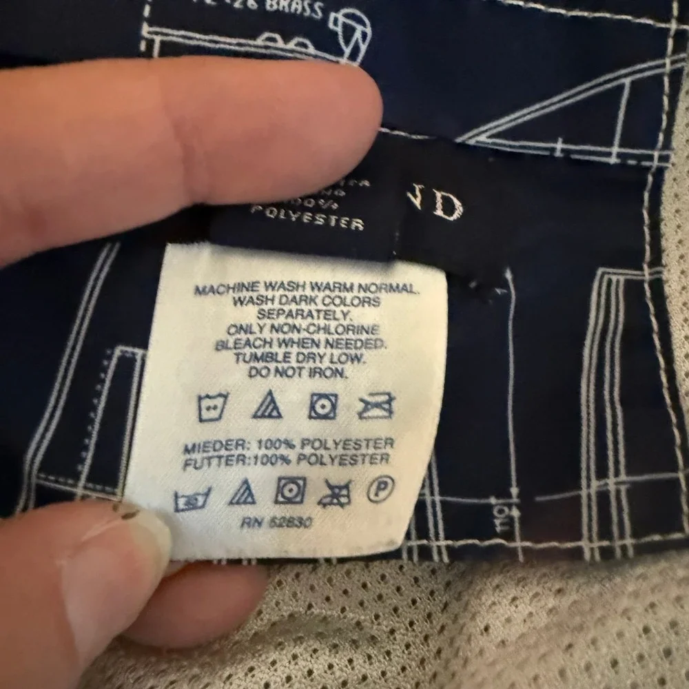 Lands End Men's Navy Sailing Blueprint Swim Trunks Size‎ XL